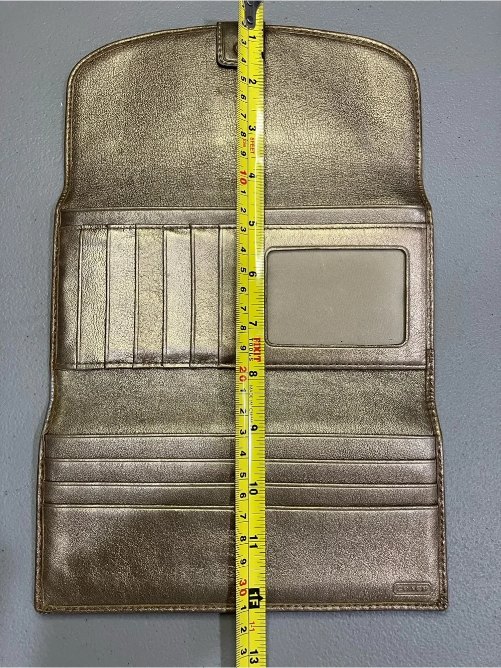 EUC Coach Beige Signature Canvas Buckle Wallet